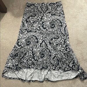 Talbots Black and White High-Low Trumpet Skirt